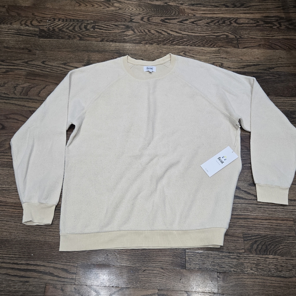 FEAT cream Blanket Blend Fuzzy crew neck sweater size XXL NWT